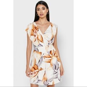 REISS Dione Leaf Print Draped Dress size 10 New With Tag